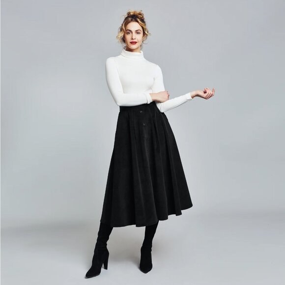 Behida Dolic Dresses & Skirts - Behida Dolić Black Corduroy A-Line Skirt, size Large